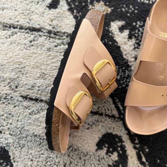 Birkenstock Arizona Big Buckle High Shine Sandals New Beige - Picture 4 of 5